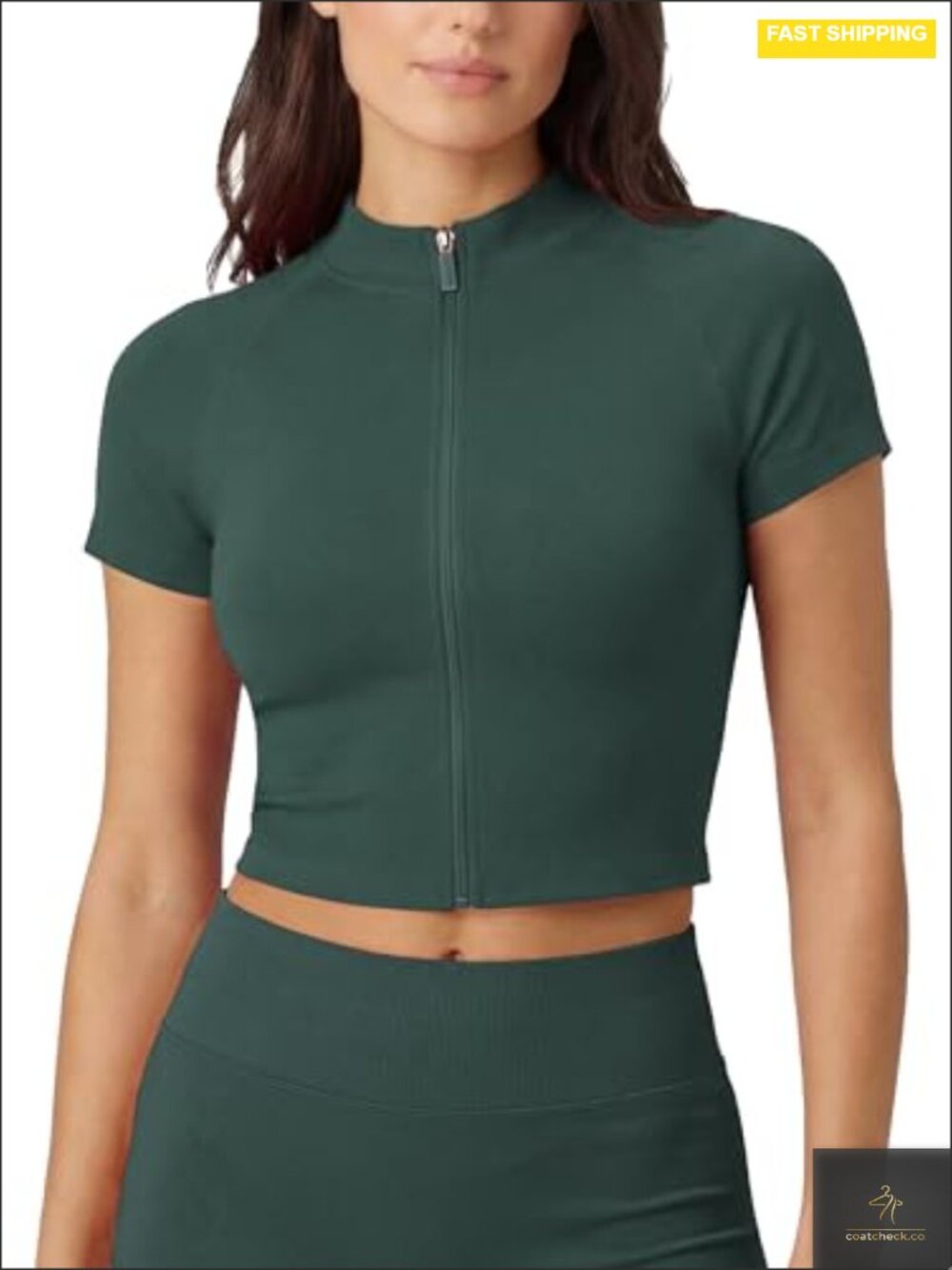 Seamless Zip Up Training Top Short Sleeve Athletic Yoga Crop Shirt